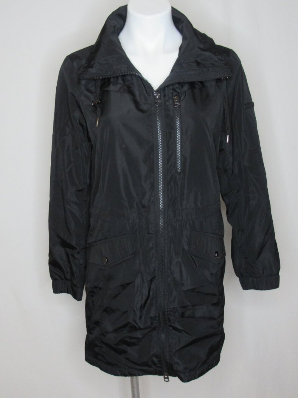 Lucky Brand Black Full Zip Hooded Windbreaker Performance Parka Women's Small